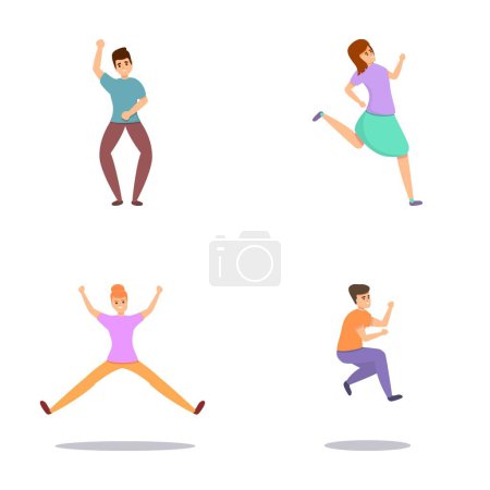 Hyperactive people icons set cartoon vector. Guy and girl with adhd syndrome. Behavior problem, psychology concept