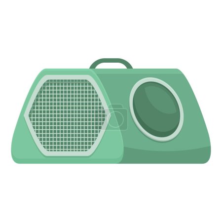 Green plastic pet carrier with metal door and handle for cat or small dog transportation, isolated on white background