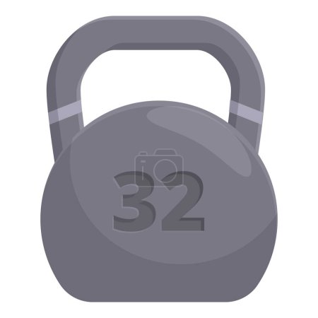 Kettlebell pesado que muestra el número 32 para el entrenamiento de fitness