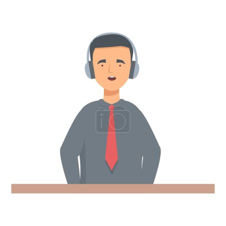 Male telemarketer is wearing a headset and speaking with a customer