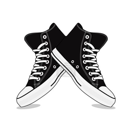 Téléchargez les illustrations : Chaussures Noir Blanc Image vectorielle - en licence libre de droit
