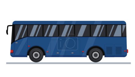 Téléchargez les photos : Bus régional bleu dans le style plat. Vue latérale. Illustration vectorielle. - en image libre de droit