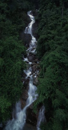 Photo for Beautiful nature landscape krating waterfall in the rainy season and refreshing greenery forest in the national park of khoa khitchakut chanthaburi province thailand panorama aerial view for background. - Royalty Free Image