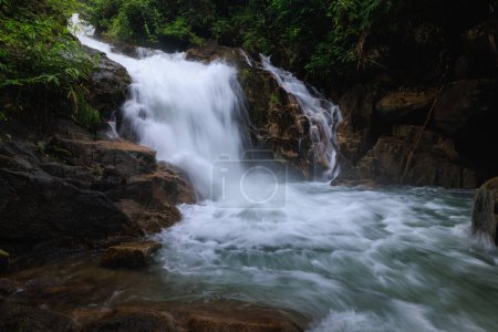 Photo for Beautiful nature landscape Krating waterfall in the rainy season and refreshing greenery forest in the national park of Khao Khitchakut Chanthaburi province Thailand, for background wallpaper, - Royalty Free Image