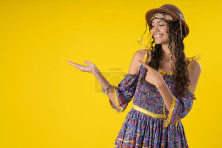 20-year-old adult woman in typical Brazilian "festa junina" attire