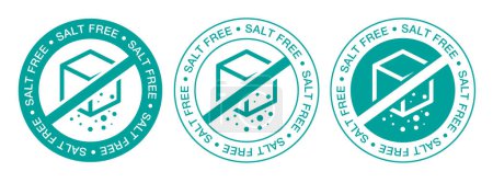 Ilustración de Etiqueta dietética del producto alimenticio sin sal o sin sal. Diseño de insignias de embalaje, ilustración vectorial. - Imagen libre de derechos