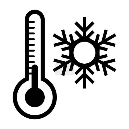 Téléchargez les illustrations : Thermomètre avec flocons de neige, basse température. - en licence libre de droit