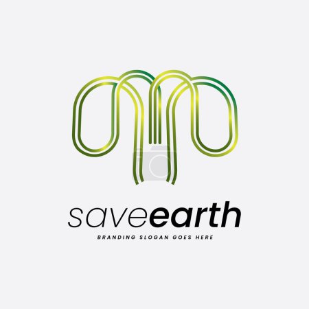 Illustration for Logo is perfect for young plant garden, nursery, seedbed preparation, tree plantation, green tree fair environmental campaign and for T branding. - Royalty Free Image