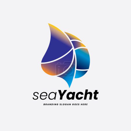 Illustration for Logo represents an illustrative sailing yacht as a right symbol of freedom and adventure. - Royalty Free Image