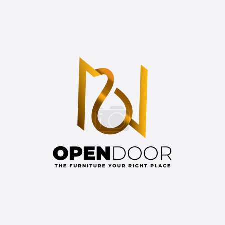 Illustration for Logo is here presented as a simple door brand concept. It can be used in furniture showroom, gallery and interior furniture collection outlet. - Royalty Free Image