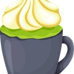 Matcha cupcake in a cup and cream for decoration. Matcha dessert, Asian desserts, food clipart