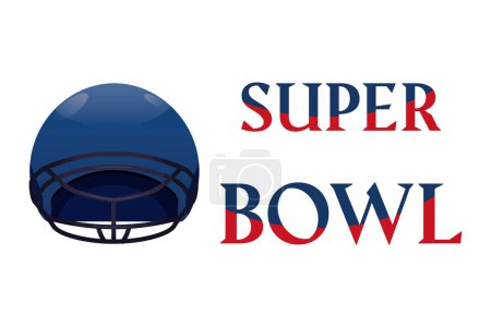 Ilustración de Super Bowl inscription, american football, helmet, illustration - Imagen libre de derechos
