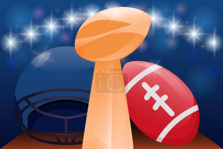 Ilustración de Super Bowl, american football, game ball, grand prize, player helmet, illustration - Imagen libre de derechos
