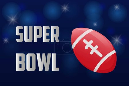 Ilustración de Super Bowl lettering, american football, game ball, illustration - Imagen libre de derechos