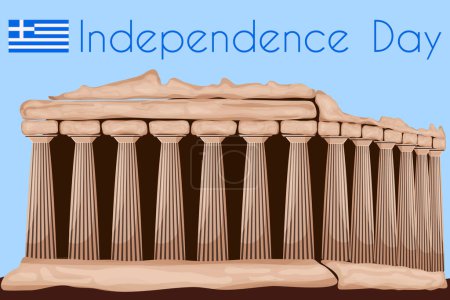 Téléchargez les illustrations : Acropole d'Athènes, carte postale de fête de l'indépendance grecque, fond abstrait, vecteur - en licence libre de droit