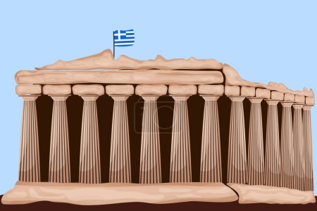 Téléchargez les illustrations : Acropole d'Athènes, Grèce Carte de célébration de la fête de l'indépendance, fond abstrait, drapeau grec, vecteur - en licence libre de droit
