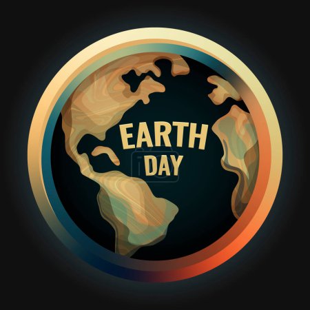 Ilustración de Ilustración para el Día de la Tierra. Planeta con continentes. Ilustración para el Día de la Tierra, patrones abstractos en el planeta - Imagen libre de derechos