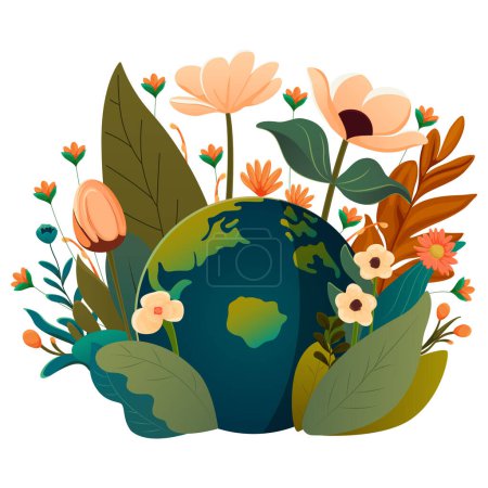 Ilustración de Ilustración con tierra, flores, plantas, naturaleza, vector - Imagen libre de derechos