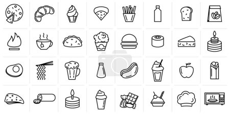 Illustration for Fast food icons, snacks, food and drink - Royalty Free Image