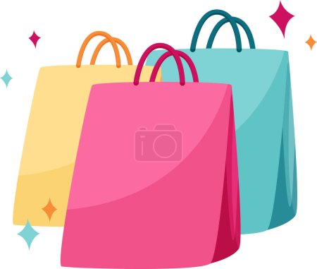 Illustration von Einkaufstaschen, Verkauf oder Kauf von Waren, Vektor