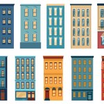 a set of various illustrations of houses