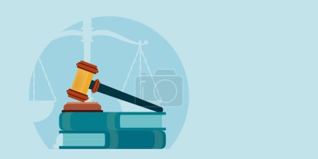 Illustration for Law books with a judges gavel isolate on background. - Royalty Free Image