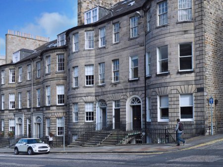 Photo for New Town area of Edinburgh, Scotland, with typical Georgian stone townhouses - Royalty Free Image