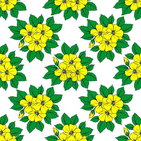 seamless pattern of large yellow flowers on a white background, texture, design