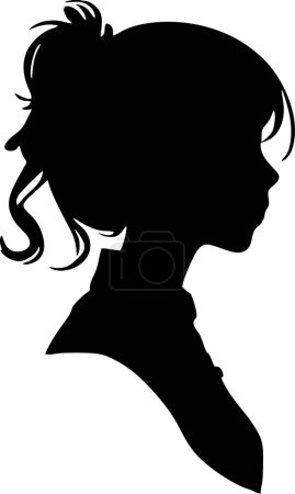 Photo for Black and white linear female portrait, monochrome graphics, logo, avatar - Royalty Free Image