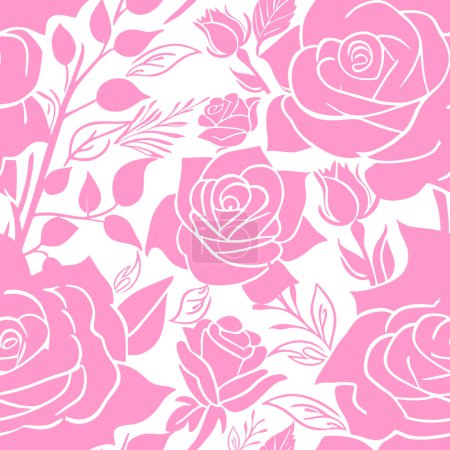 Photo for Pink and white rose flowers seamless pattern, texture, design - Royalty Free Image