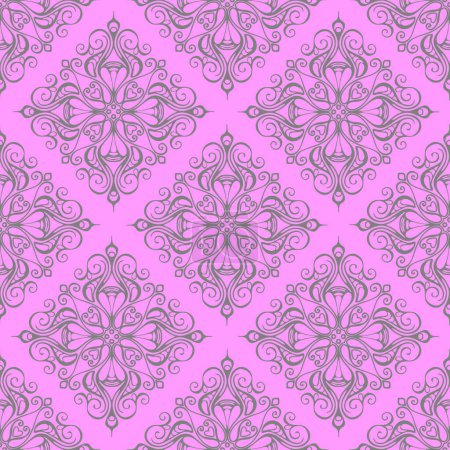 Photo for Seamless graphic pattern, tile with abstract geometric gray ornament on pink background, texture, design - Royalty Free Image