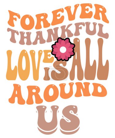 Illustration for Retro thanksgiving t-shirt design - Royalty Free Image