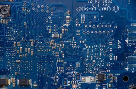 Photo for Blue microcircuits electronic Computer security, IT technology neural networks Macro close up circuit board texture - Royalty Free Image