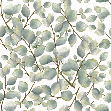 Photo for Seamless pattern with leaves. Modern creative design watercolor painting. - Royalty Free Image