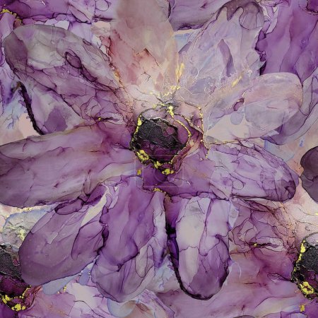 Modern creative design, seamless pattern with abstract flower. Alcohol ink.