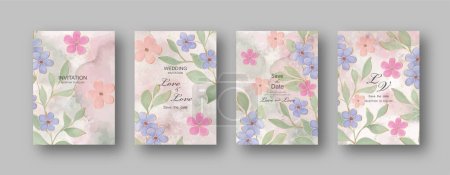 Illustration for Modern creative design,  background texture watercolor art with flowers. Wedding invitation. Vector illustration. - Royalty Free Image