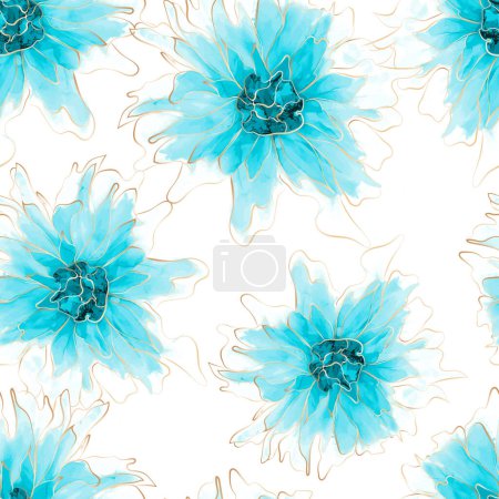 Illustration for Modern creative design. Seamless pattern with abstract flowers. Alcohol Ink. Fluid Art. Vector illustration. - Royalty Free Image