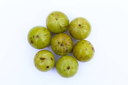 Indian gooseberry or Phyllanthus emblica on white background 