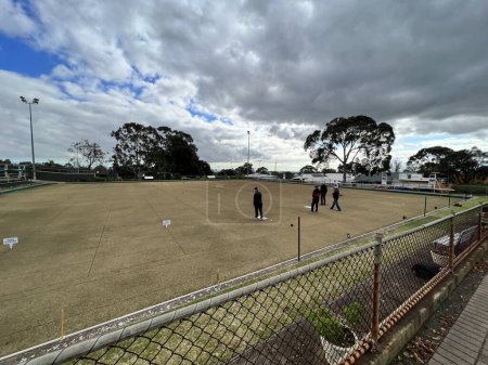 Photo for Bowler in action at the Lowther Park Crown Green Bowling Club, Lytham St Annes, Lancashire, United Kingdom, Europe on Monday, 26th, June, 2023 . High quality photo - Royalty Free Image