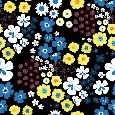 Ilustración de Estilo de libertad floral patrón sin costuras - Imagen libre de derechos