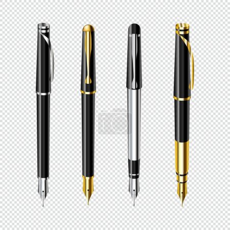Illustration for Different Realistic Pen Design Vector Illustration - Royalty Free Image