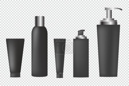 Foto de Negro brillante realista diseño de la botella cosmética - Imagen libre de derechos