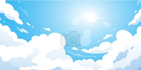 Téléchargez les illustrations : Fond ciel bleu avec lumière du soleil - en licence libre de droit
