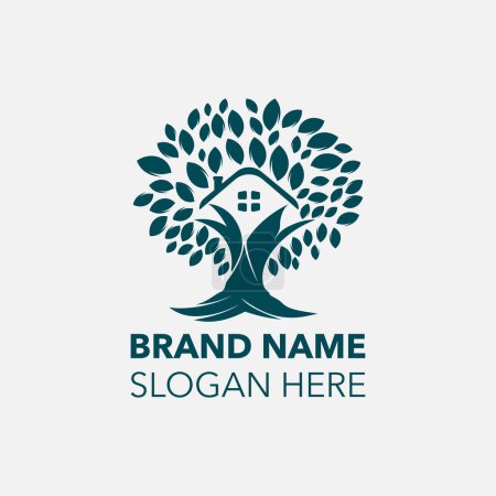 Foto de Plantillas de logotipo de casa de árbol personalizado. Logotipo para su negocio - Imagen libre de derechos