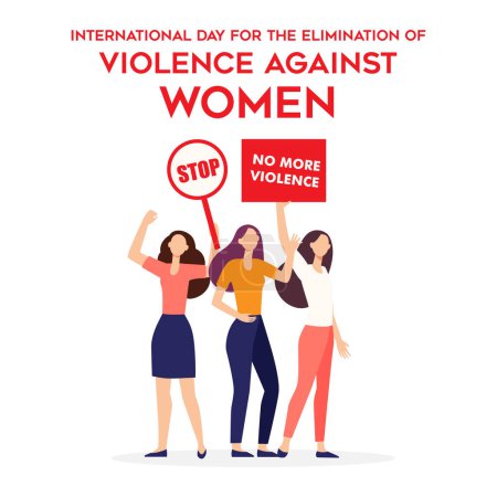 Foto de Día internacional para la eliminación de la violencia contra las mujeres ilustración vectorial. Mujeres demostradoras vector ilustración - Imagen libre de derechos