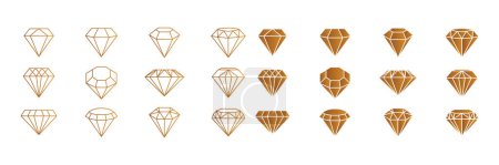 Foto de Colección de iconos de diamantes. Diferentes formas de diamante. Icono de diamante engastado en estilo plano. Iconos de gemas. Conjunto de iconos de piedras preciosas. Ilustración vectorial - Imagen libre de derechos