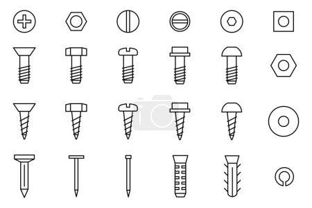 Illustration for Nail And Screw Icons. Vector Illustration - Royalty Free Image