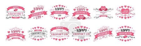 Foto de Set de tipografía variada Feliz Día de San Valentín para las próximas fiestas perfectas para el Día de San Valentín - Imagen libre de derechos