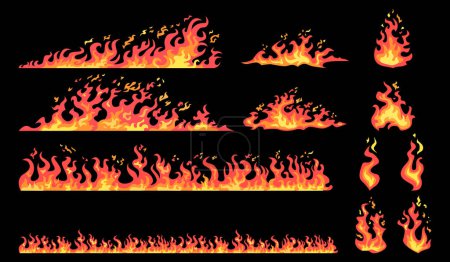 Ilustración de Colección de llamas de fuego realistas - Imagen libre de derechos