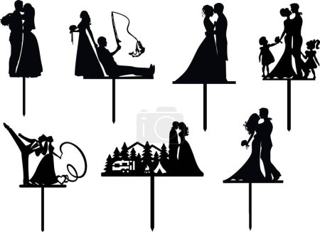 Wedding cake topper. Topper with a silhouette of newlyweds